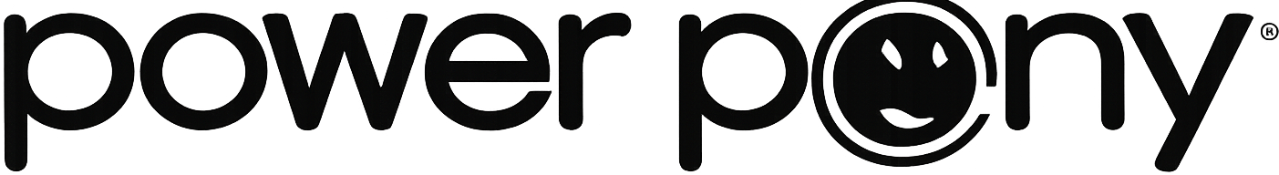 Power Pony logo with a stylized pony face inside the letter O.